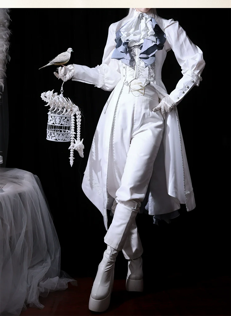 Crumbling Skeleton - Ouji Lolita Fishbone Embroideried Vest & Pants Suits - Image 28