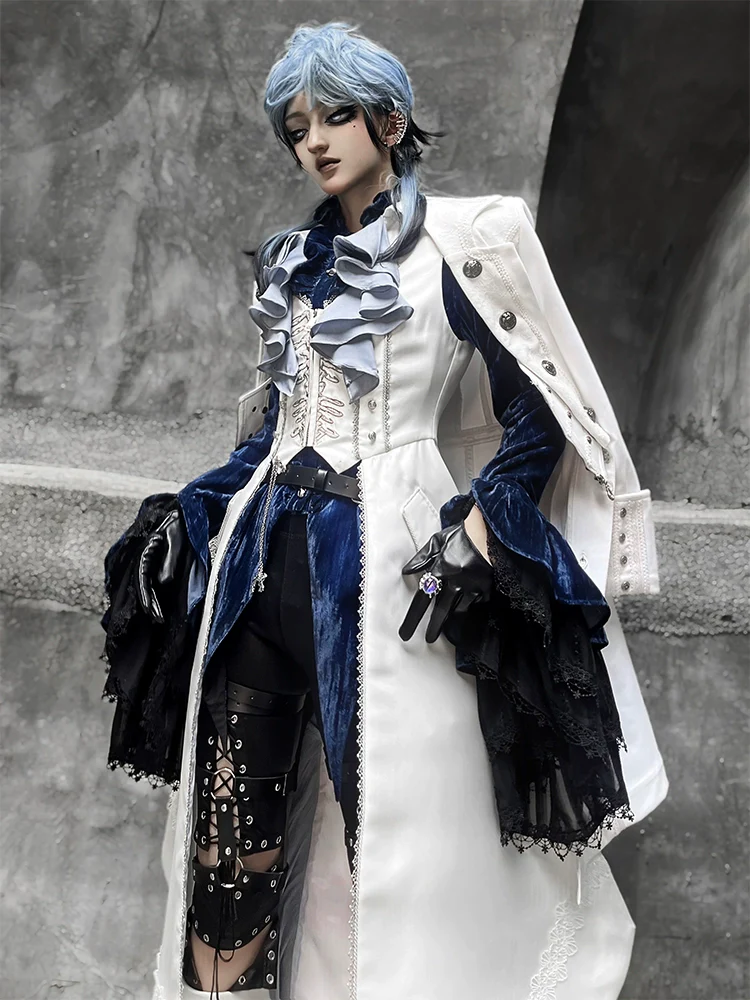 Crumbling Skeleton - Ouji Lolita Fishbone Embroideried Vest & Pants Suits - Image 3