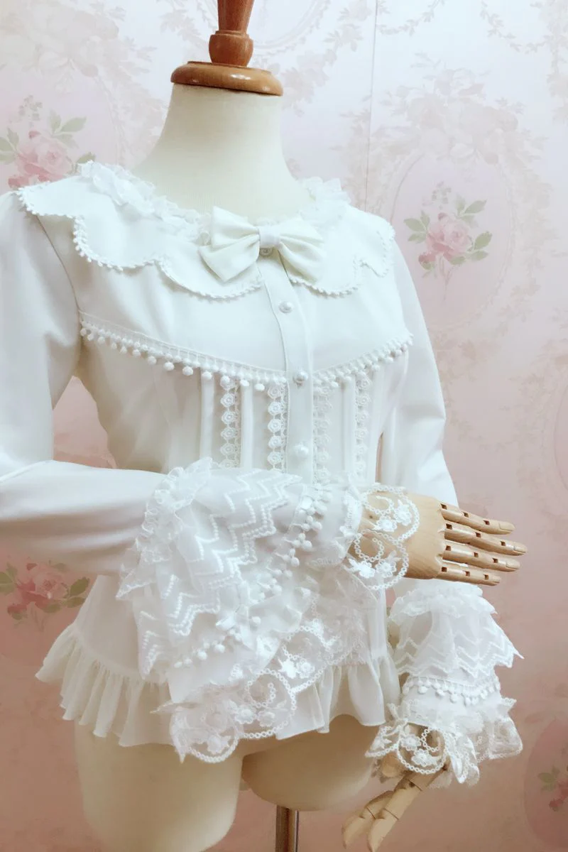 Petal Collar Princess Sleeve Vintage Blouse - Image 2