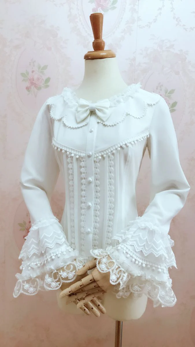 Petal Collar Princess Sleeve Vintage Blouse - Image 4