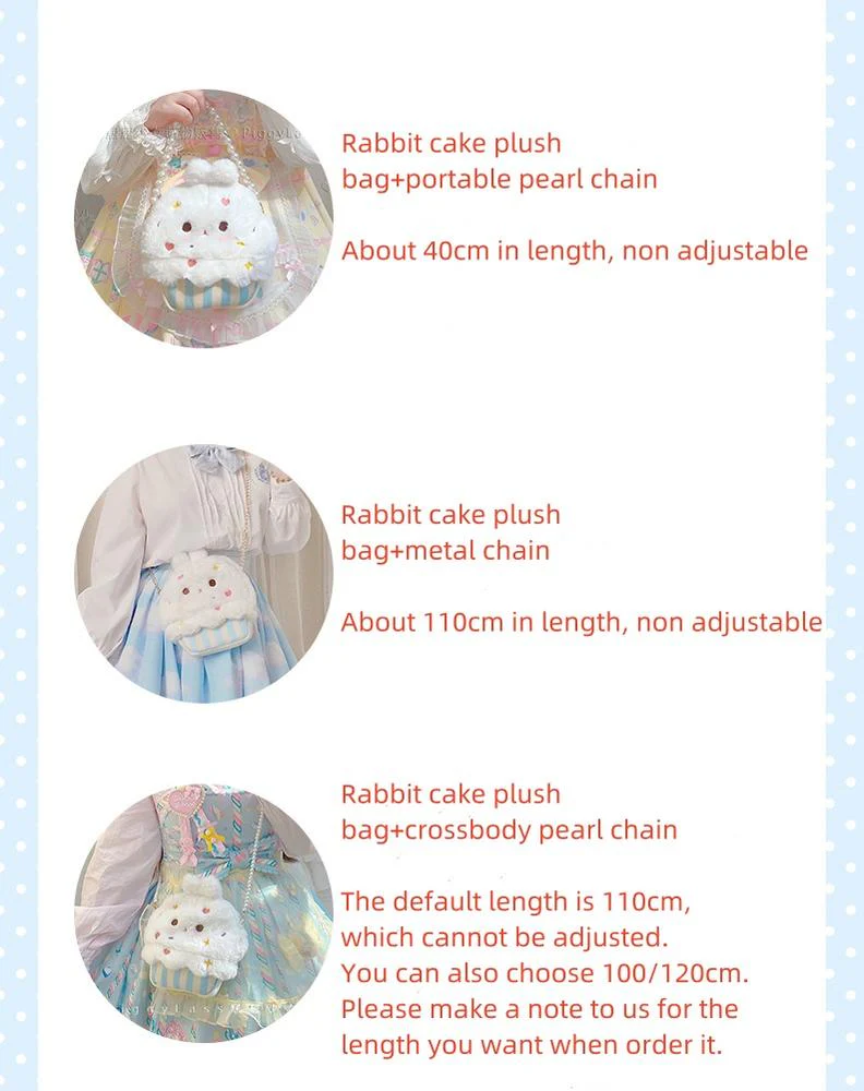 PiggyLass - Cute Plush Lolita Bag Rabbit Cake Bag - Image 14