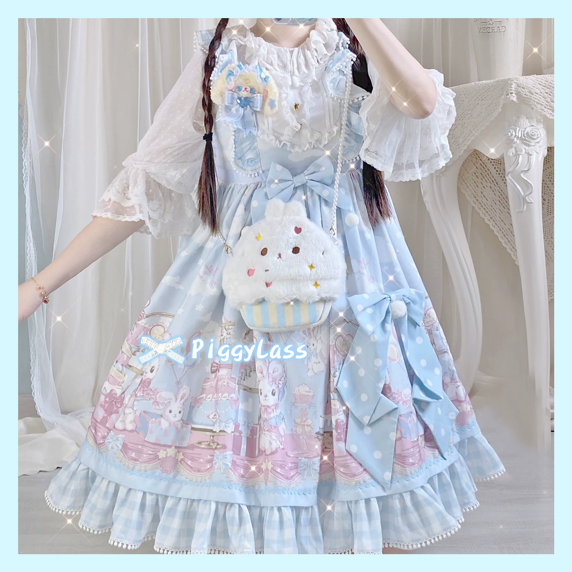 PiggyLass - Cute Plush Lolita Bag Rabbit Cake Bag - Image 4