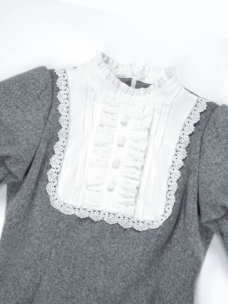 Reminisce - Pile Classic Lolita Dress, Detachable Cape - Image 24
