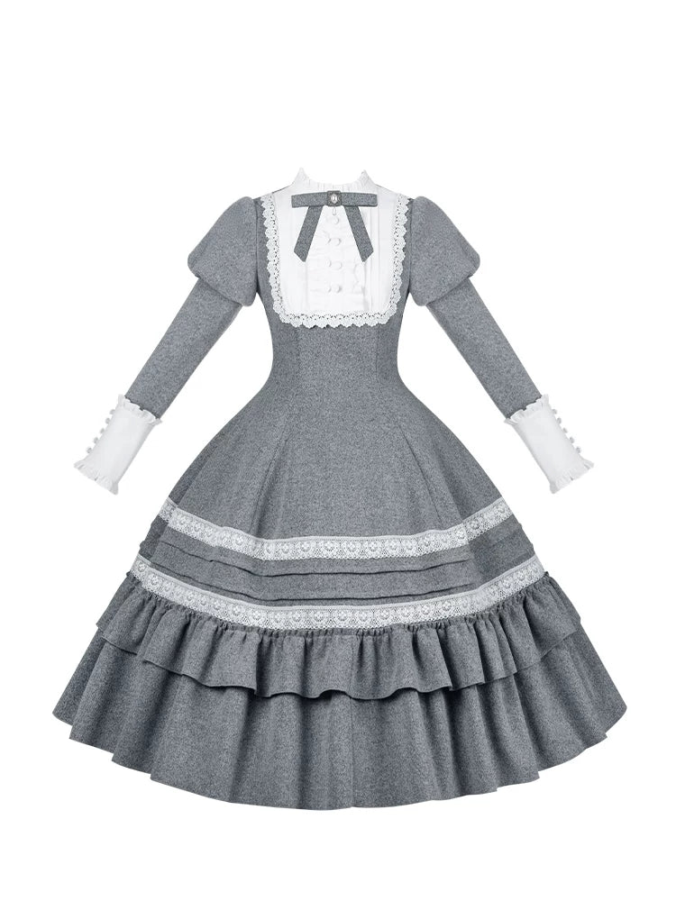 Reminisce - Pile Classic Lolita Dress, Detachable Cape - Image 30