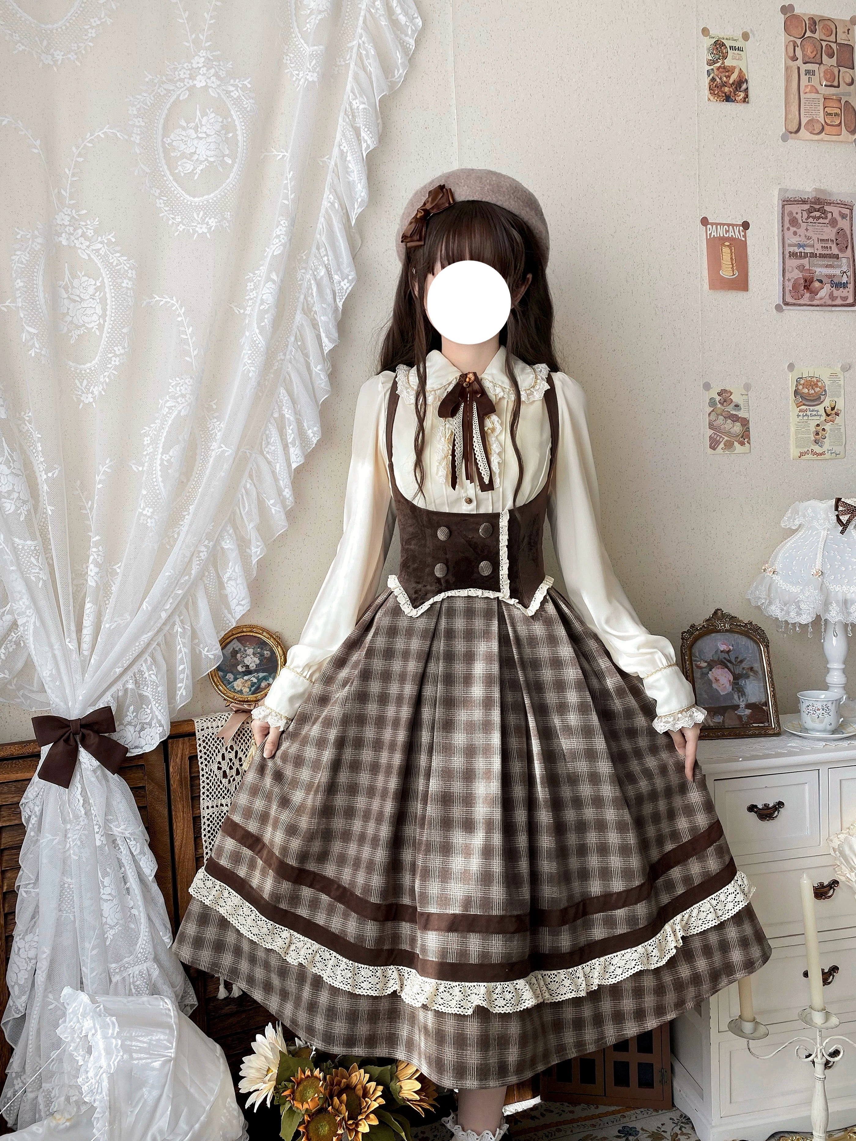 Chestnut Autumn - Plaid Classic Lolita JSK, Bust Supporting