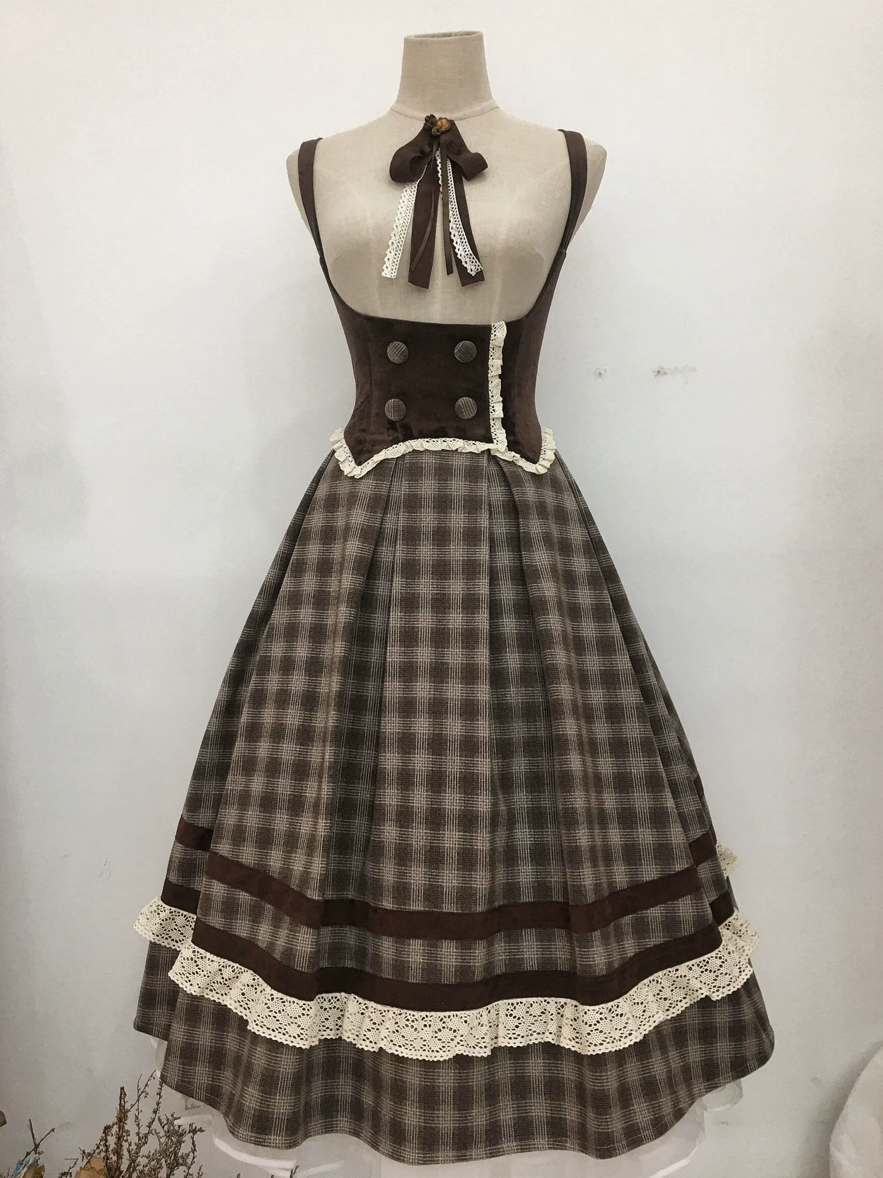 Chestnut Autumn - Plaid Classic Lolita JSK, Bust Supporting - Image 10