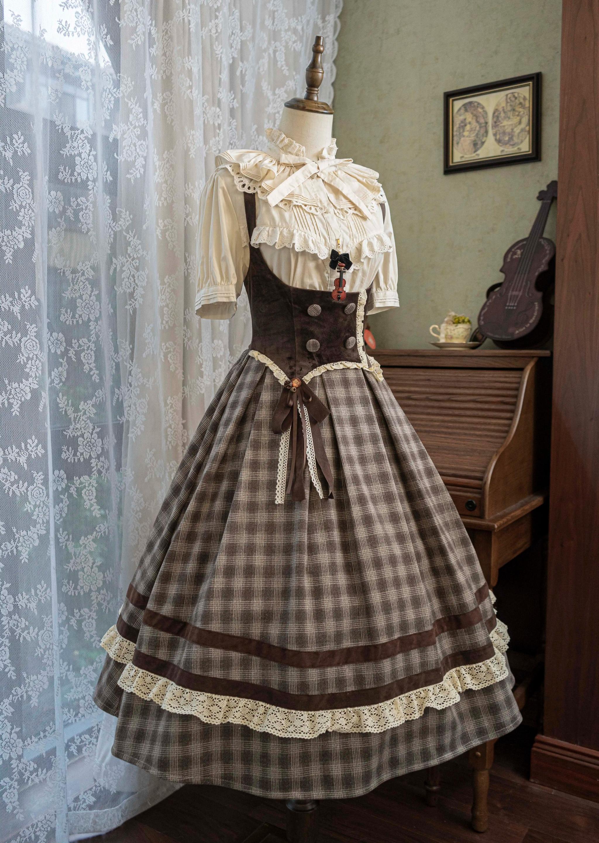 Chestnut Autumn - Plaid Classic Lolita JSK, Bust Supporting - Image 12