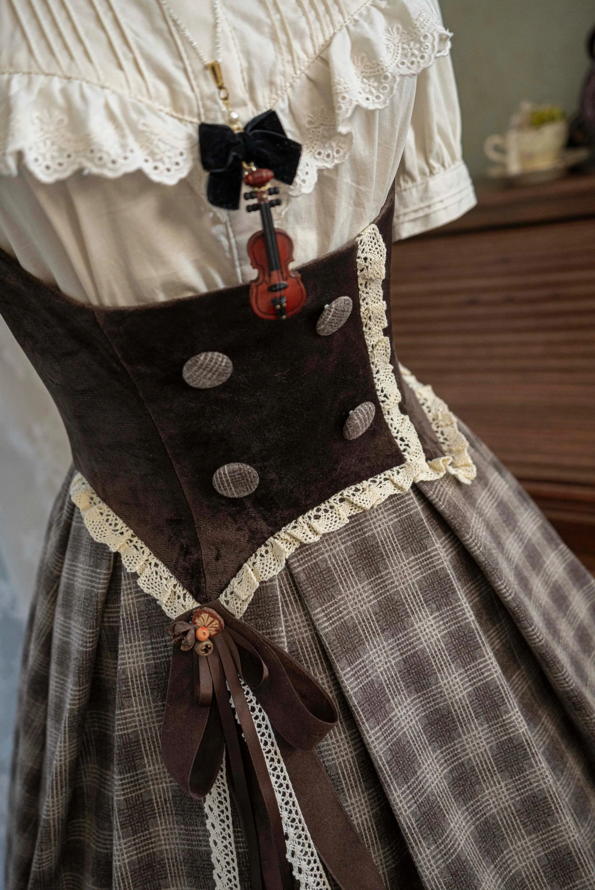 Chestnut Autumn - Plaid Classic Lolita JSK, Bust Supporting - Image 13