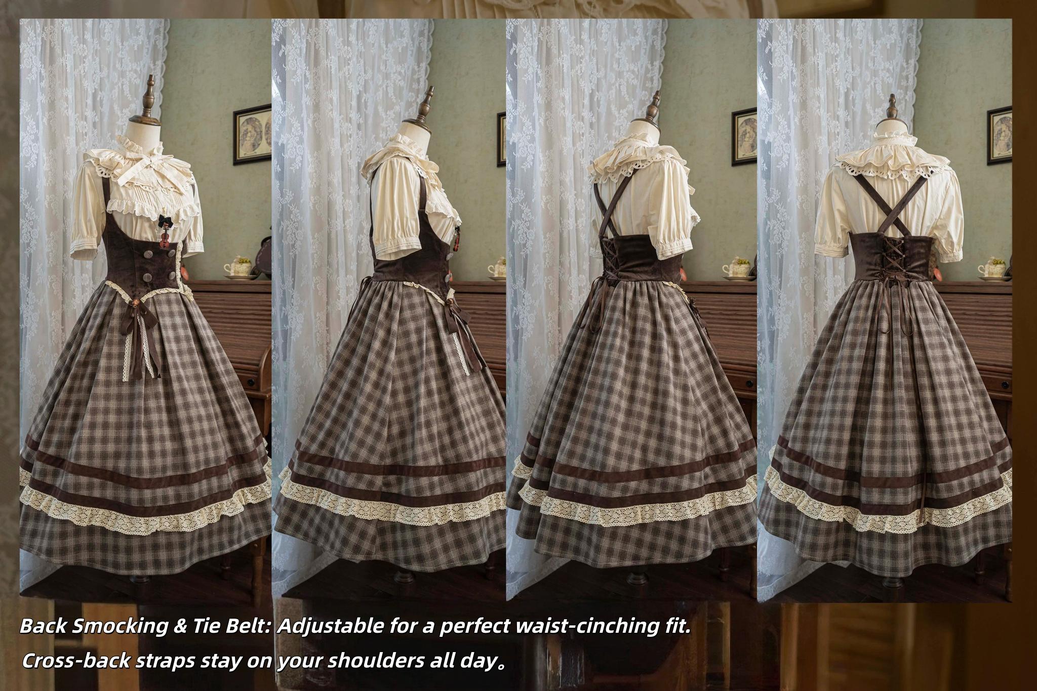 Chestnut Autumn - Plaid Classic Lolita JSK, Bust Supporting - Image 15