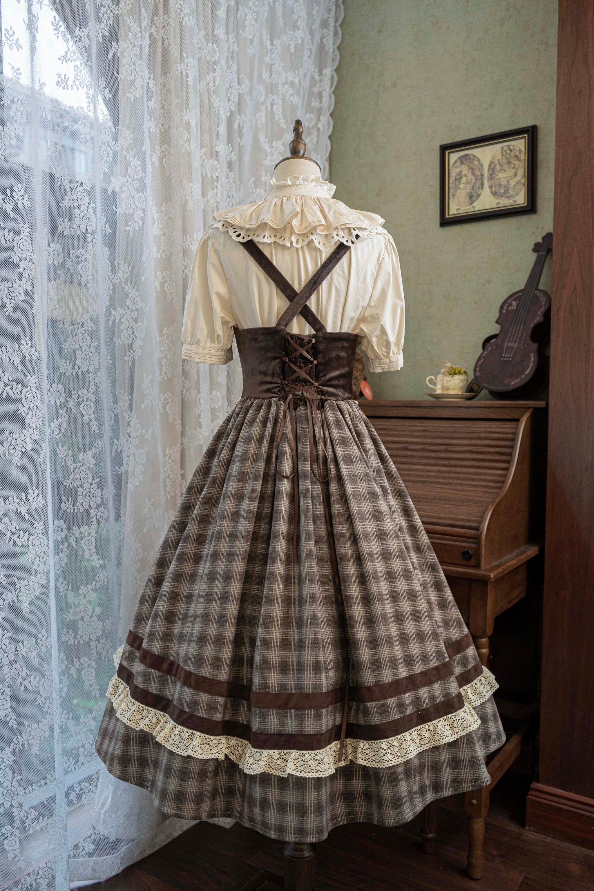 Chestnut Autumn - Plaid Classic Lolita JSK, Bust Supporting - Image 2