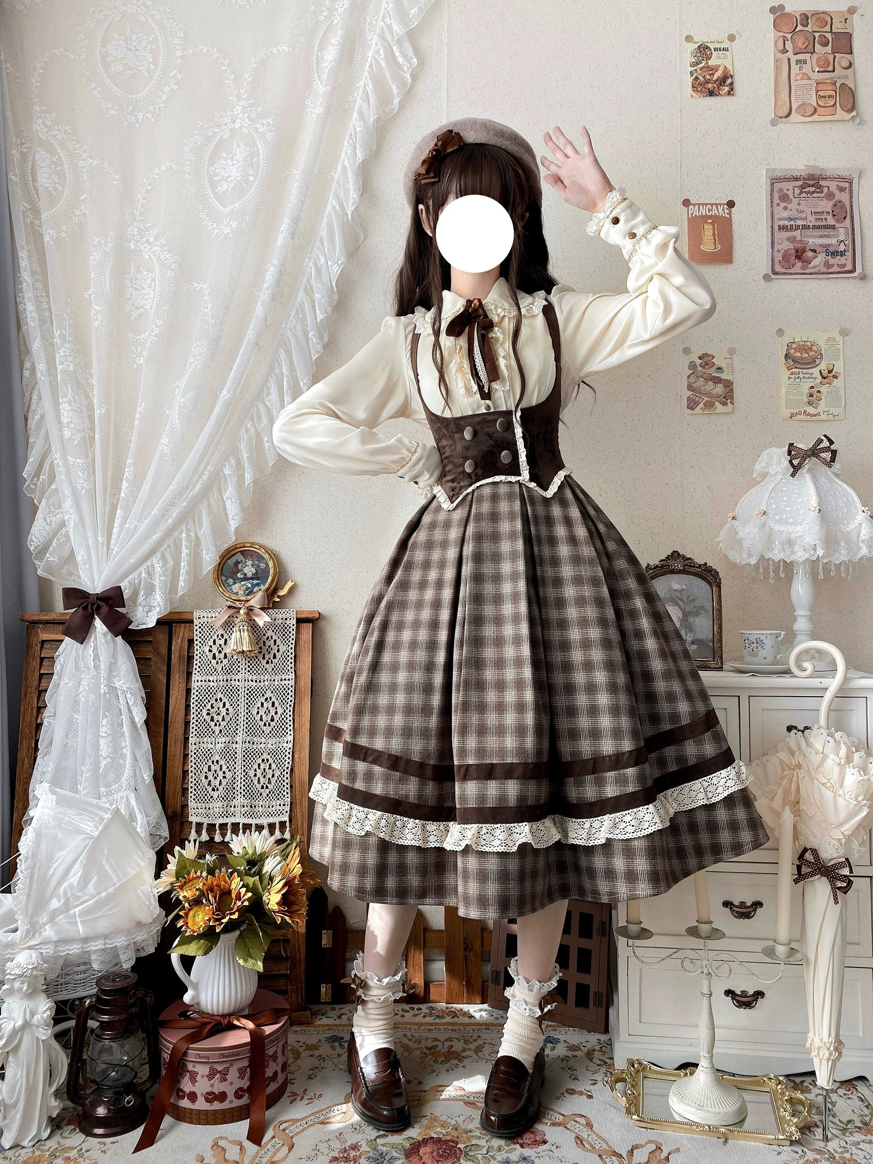 Chestnut Autumn - Plaid Classic Lolita JSK, Bust Supporting - Image 4
