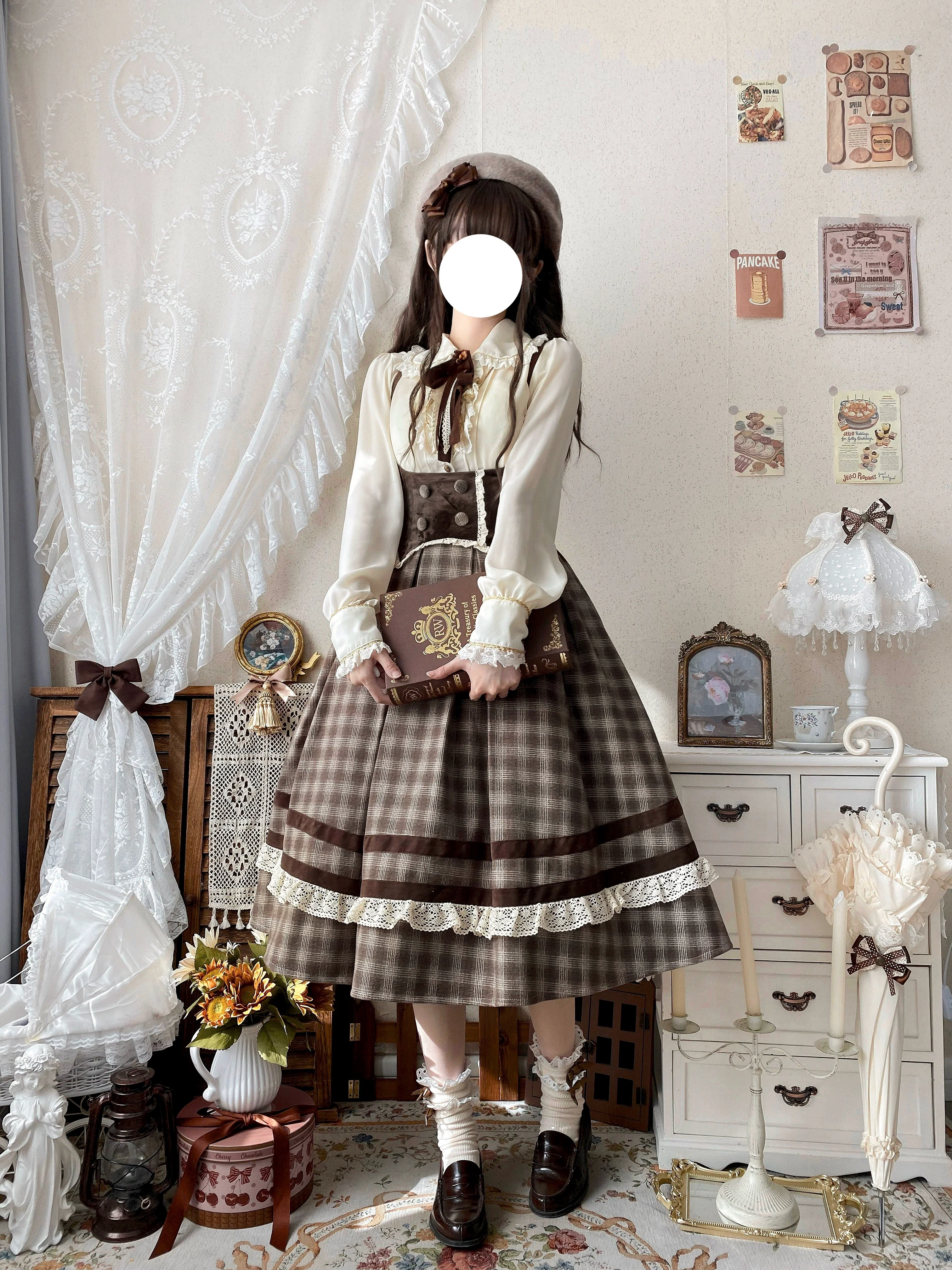 Chestnut Autumn - Plaid Classic Lolita JSK, Bust Supporting - Image 6