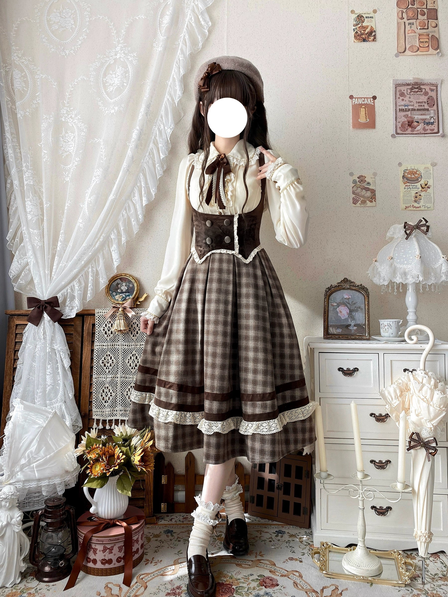 Chestnut Autumn - Plaid Classic Lolita JSK, Bust Supporting - Image 7