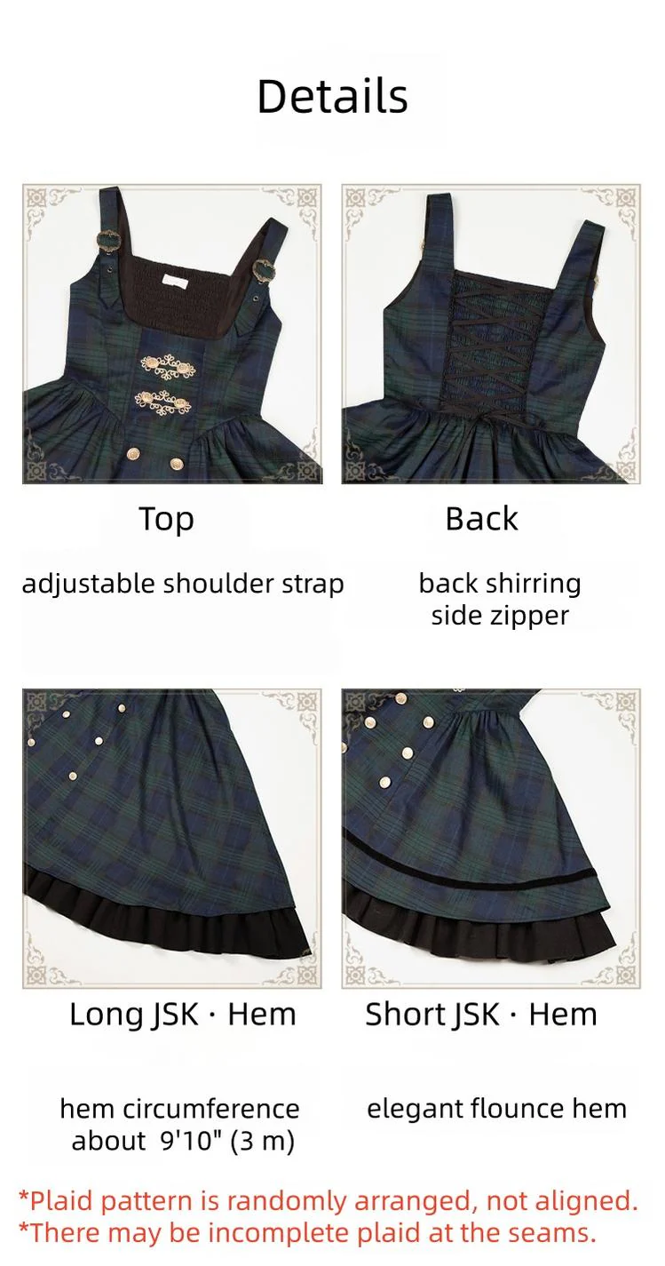 Berlin Souvenir - Plaid Preppy Style Lolita Bust Supporting JSK Outfit - Image 16