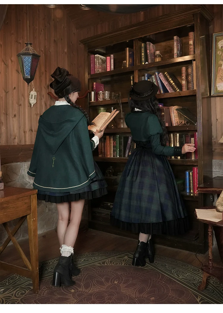 Berlin Souvenir - Plaid Preppy Style Lolita Bust Supporting JSK Outfit - Image 21