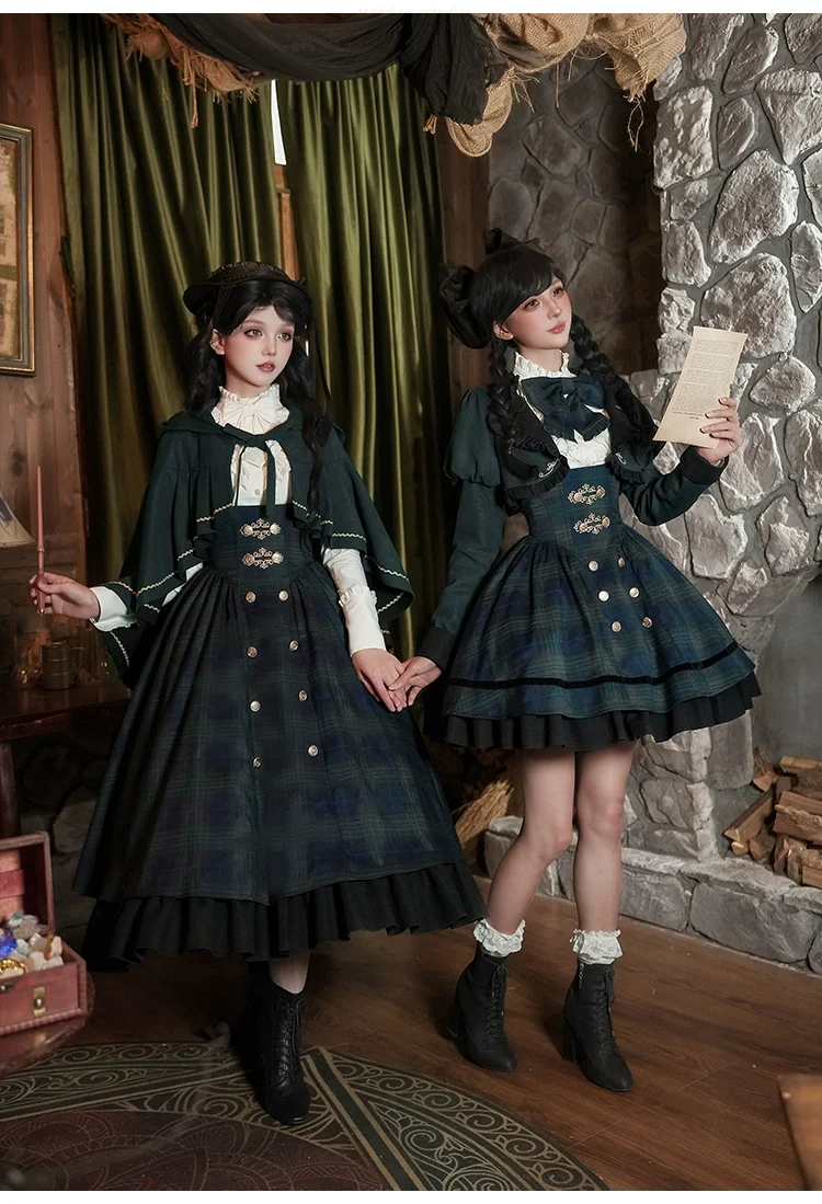 Berlin Souvenir - Plaid Preppy Style Lolita Bust Supporting JSK Outfit - Image 22