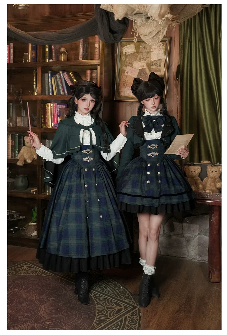 Berlin Souvenir - Plaid Preppy Style Lolita Bust Supporting JSK Outfit - Image 25