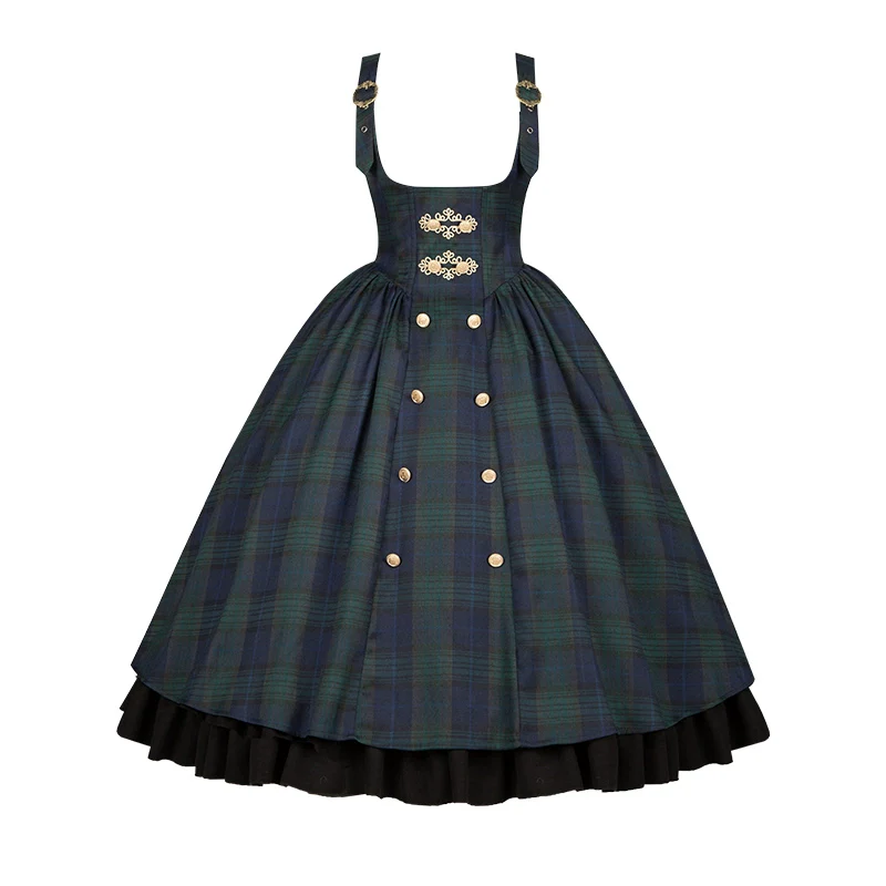 Berlin Souvenir - Plaid Preppy Style Lolita Bust Supporting JSK Outfit - Image 27