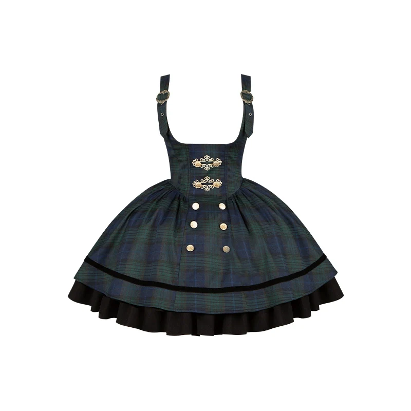 Berlin Souvenir - Plaid Preppy Style Lolita Bust Supporting JSK Outfit - Image 28