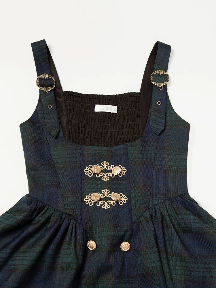 Berlin Souvenir - Plaid Preppy Style Lolita Bust Supporting JSK Outfit - Image 31