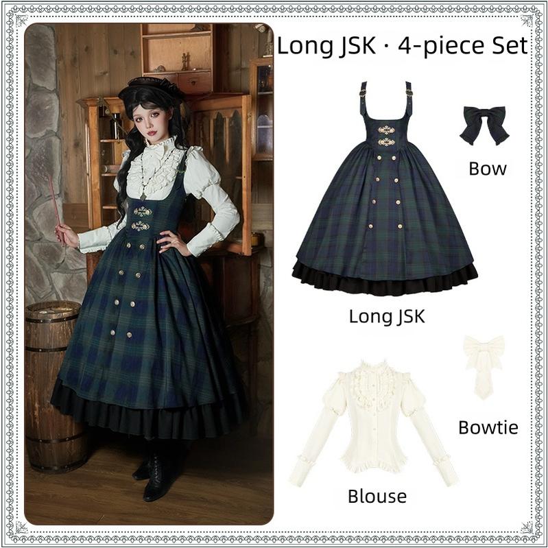 Berlin Souvenir - Plaid Preppy Style Lolita Bust Supporting JSK Outfit - Image 34