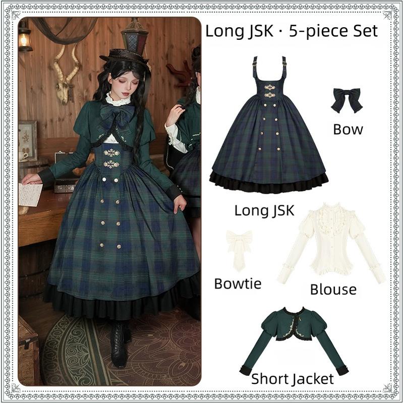 Berlin Souvenir - Plaid Preppy Style Lolita Bust Supporting JSK Outfit - Image 35
