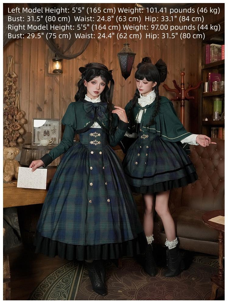 Berlin Souvenir - Plaid Preppy Style Lolita Bust Supporting JSK Outfit - Image 4