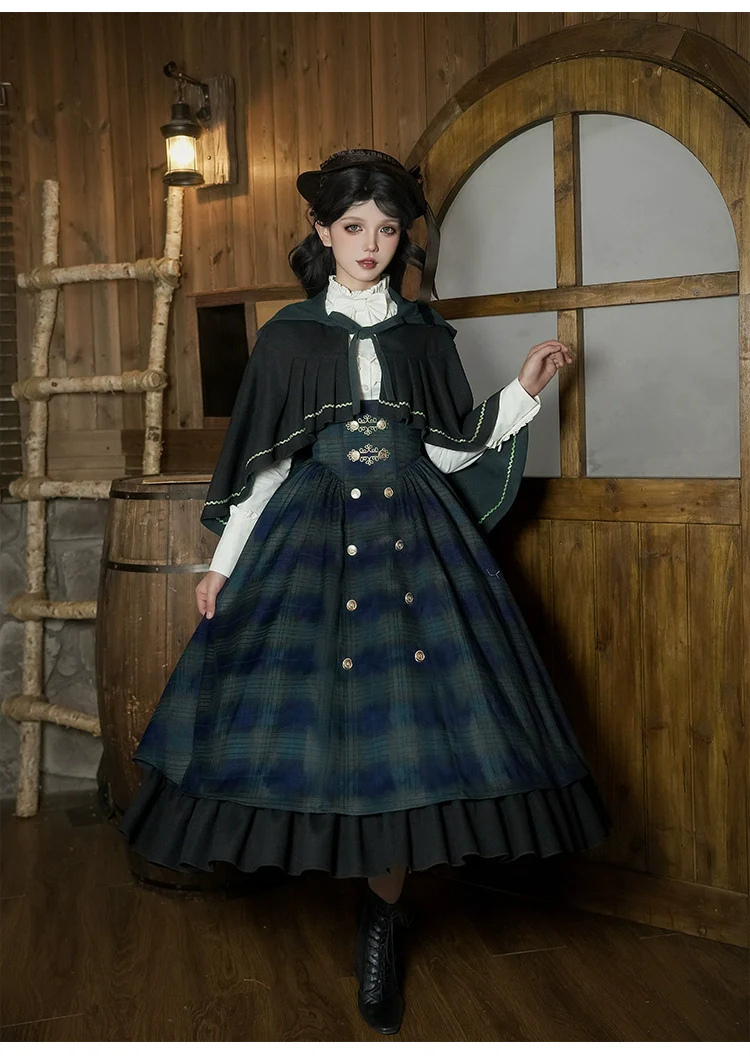 Berlin Souvenir - Plaid Preppy Style Lolita Bust Supporting JSK Outfit - Image 6
