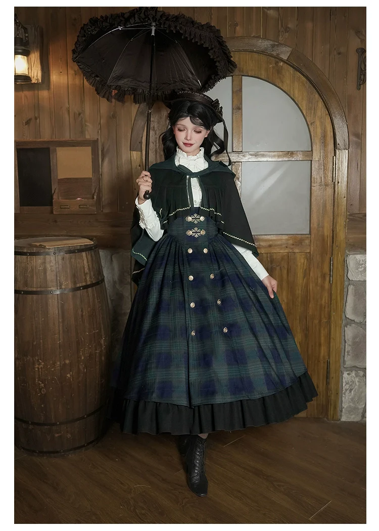 Berlin Souvenir - Plaid Preppy Style Lolita Bust Supporting JSK Outfit - Image 7