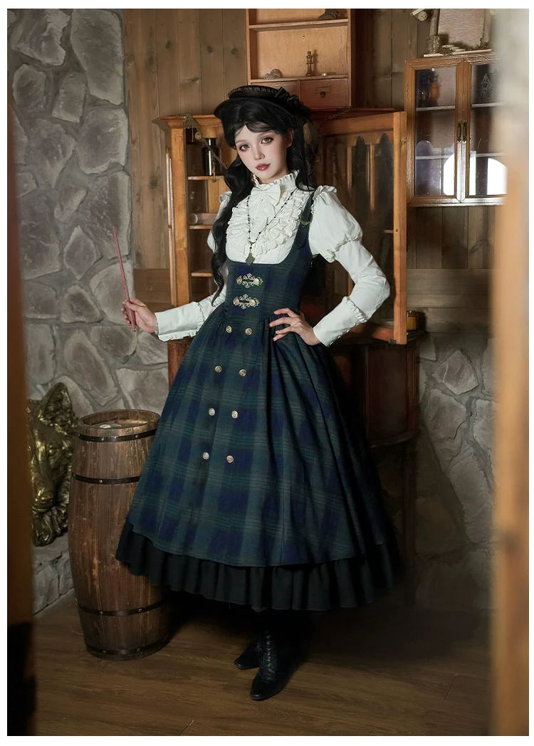 Berlin Souvenir - Plaid Preppy Style Lolita Bust Supporting JSK Outfit - Image 9