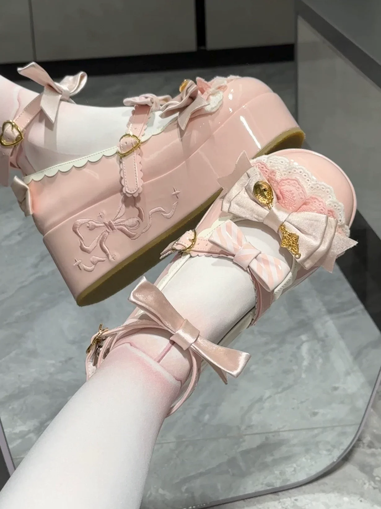 Mousse Rolls - Platform Sweet Lolita Shoes, Detachable Golden Spoon - Image 7