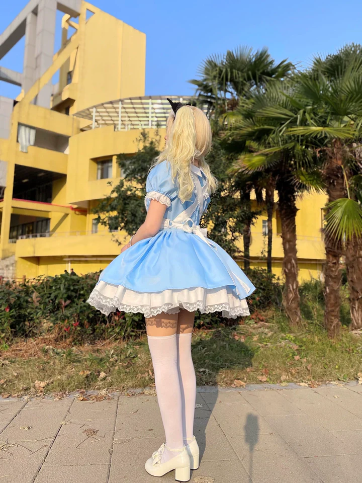 Daydream Whisper - Dream Doll - Plus Size Maid Lolita OP Suit Black and Blue Dress - Image 13