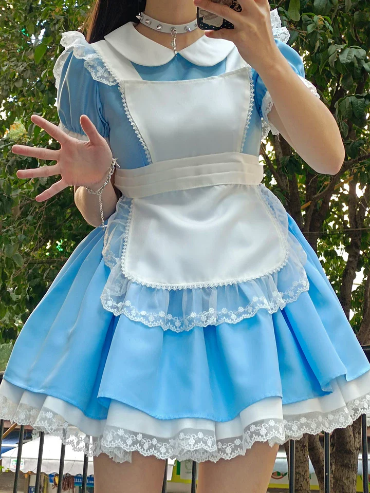 Daydream Whisper - Dream Doll - Plus Size Maid Lolita OP Suit Black and Blue Dress - Image 15