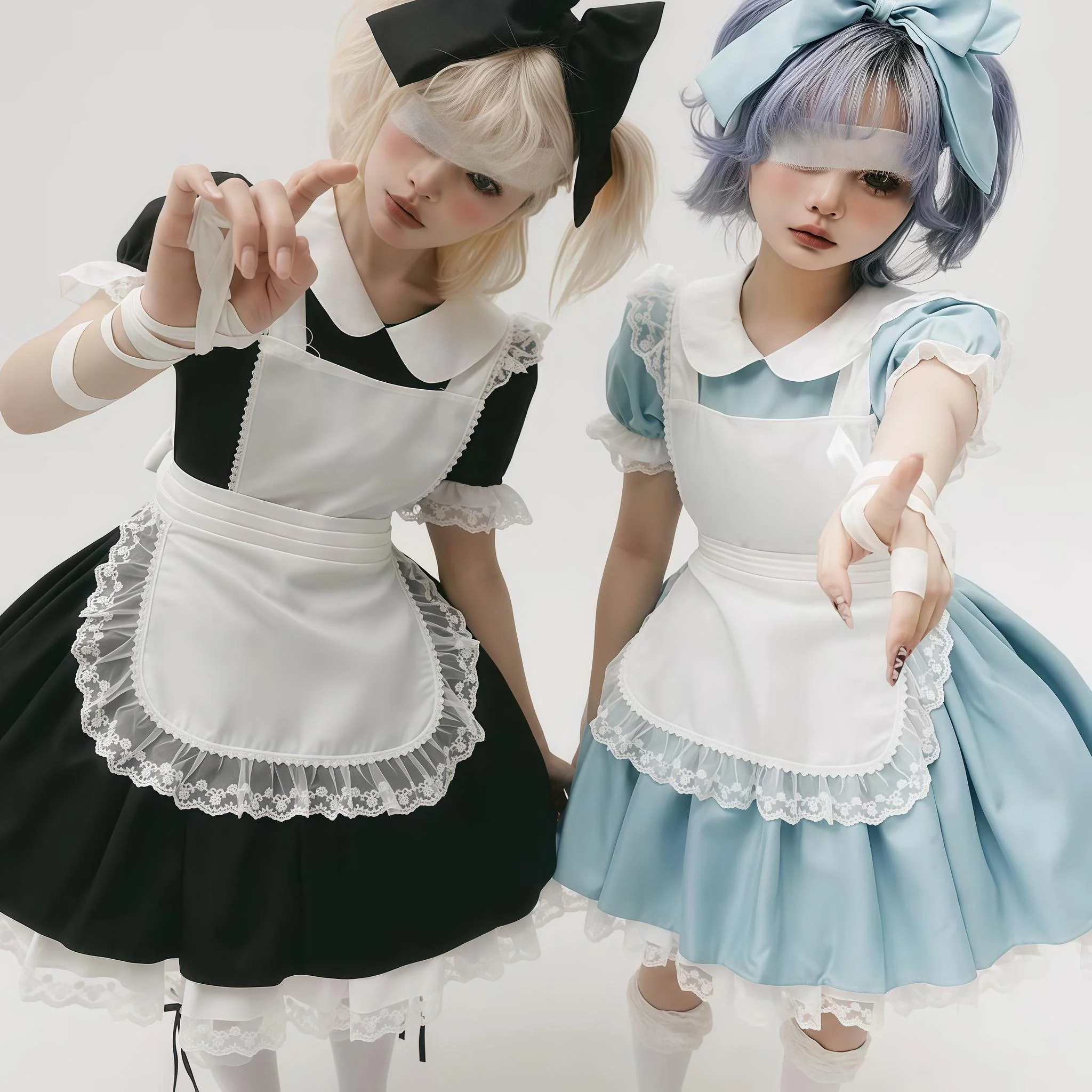 Daydream Whisper - Dream Doll - Plus Size Maid Lolita OP Suit Black and Blue Dress - Image 17