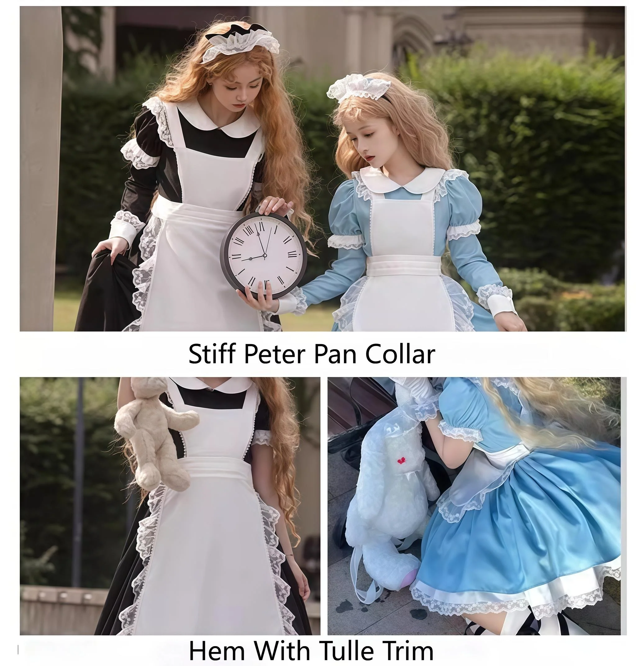 Daydream Whisper - Dream Doll - Plus Size Maid Lolita OP Suit Black and Blue Dress - Image 19