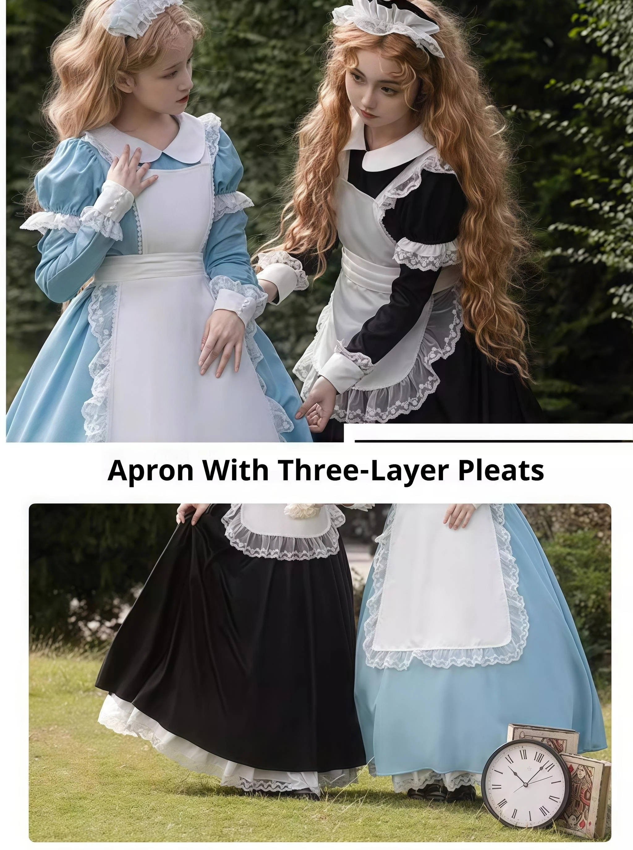 Daydream Whisper - Dream Doll - Plus Size Maid Lolita OP Suit Black and Blue Dress - Image 20