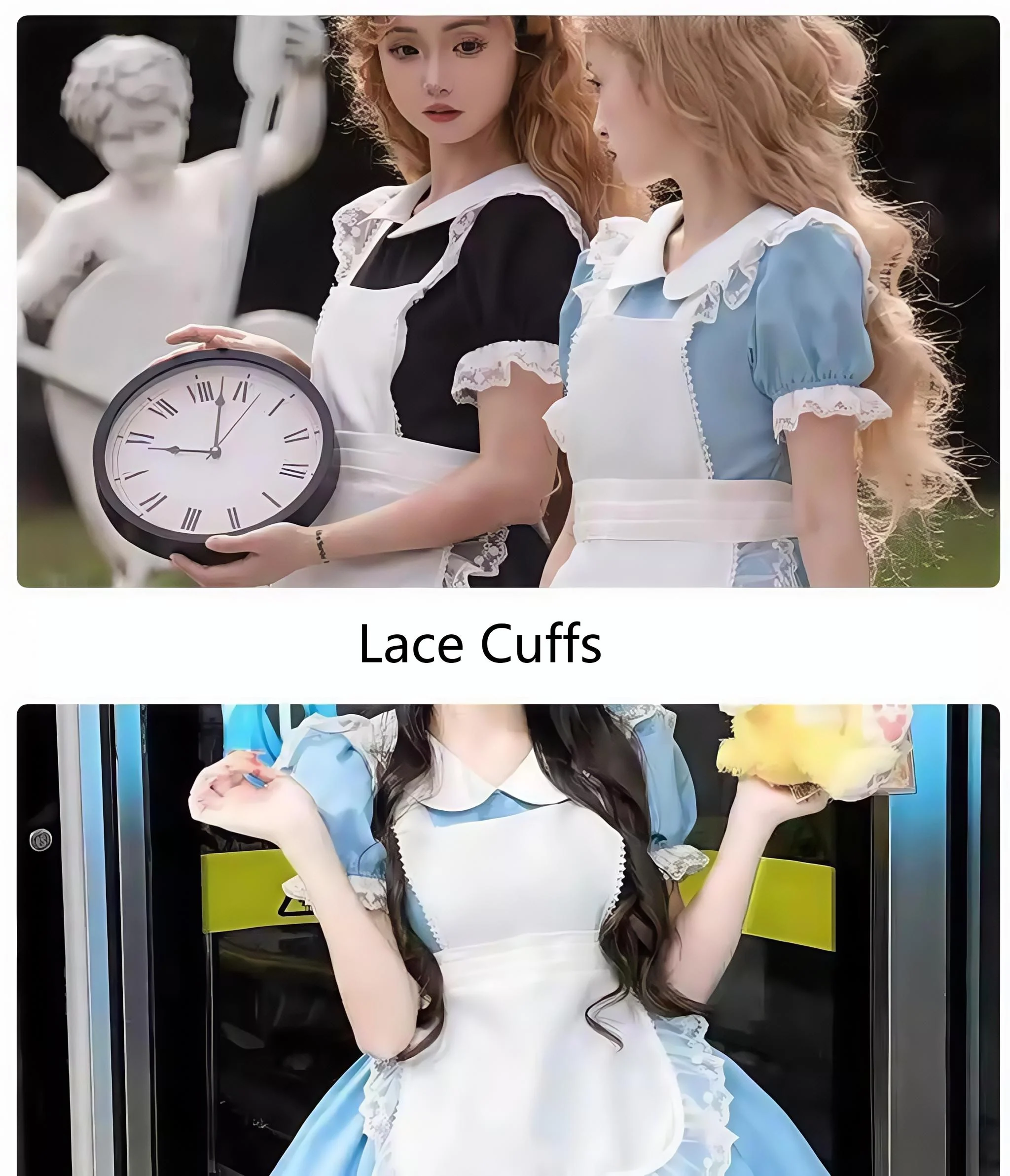 Daydream Whisper - Dream Doll - Plus Size Maid Lolita OP Suit Black and Blue Dress - Image 21