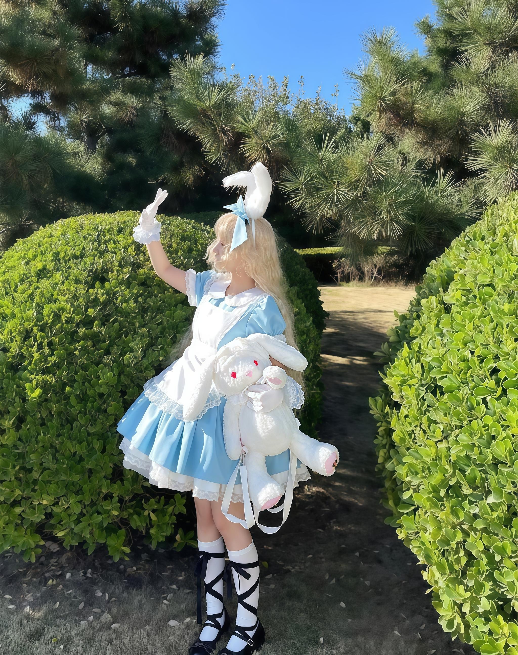 Daydream Whisper - Dream Doll - Plus Size Maid Lolita OP Suit Black and Blue Dress - Image 4