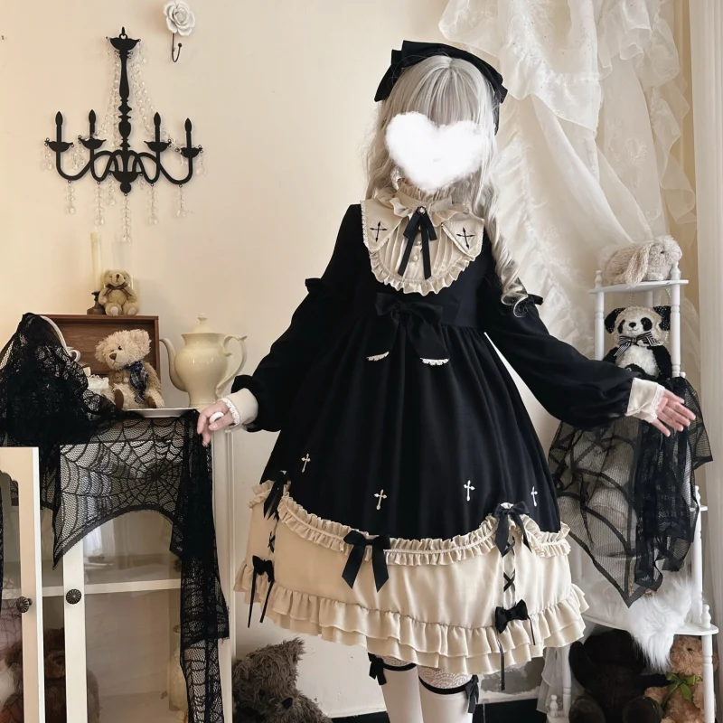 Plus Size Lolita Winter OP Dress, Long Sleeve