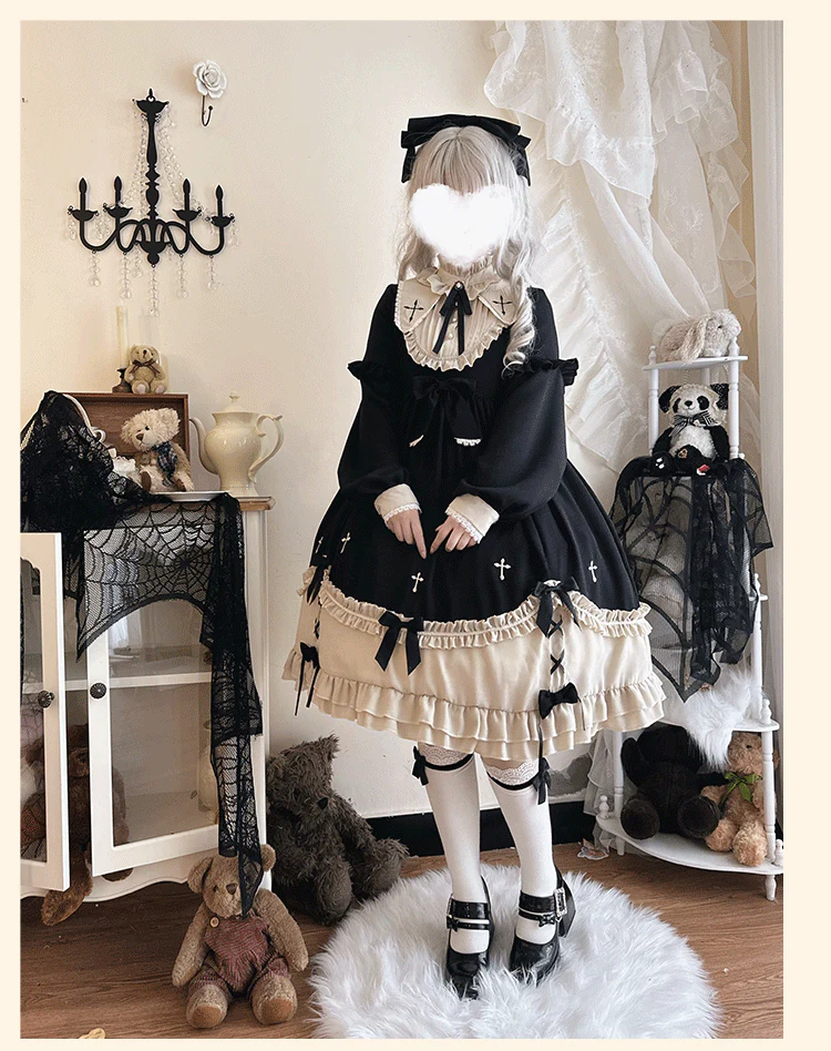 Plus Size Lolita Winter OP Dress, Long Sleeve - Image 2