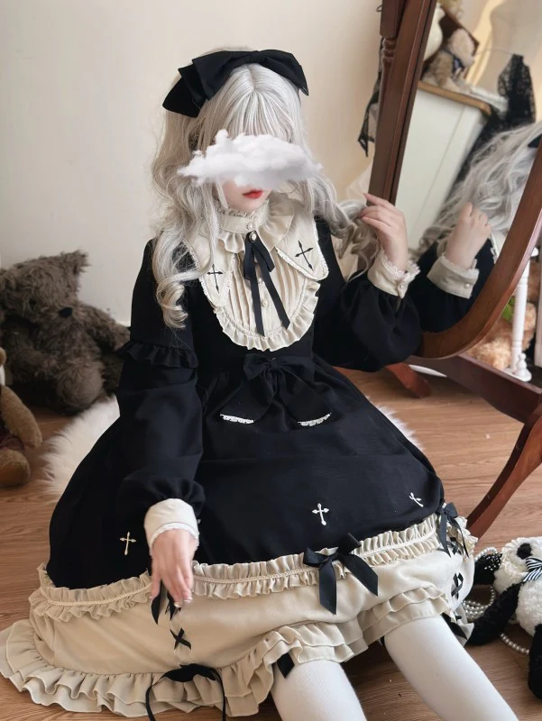 Plus Size Lolita Winter OP Dress, Long Sleeve - Image 3