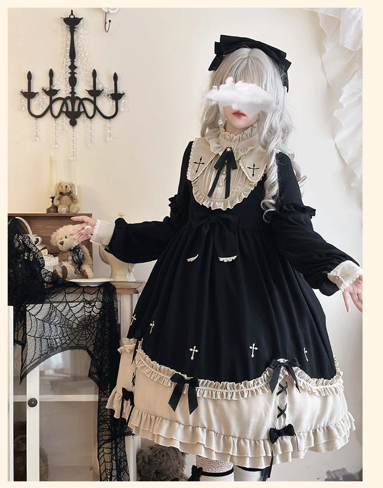 Plus Size Lolita Winter OP Dress, Long Sleeve - Image 4