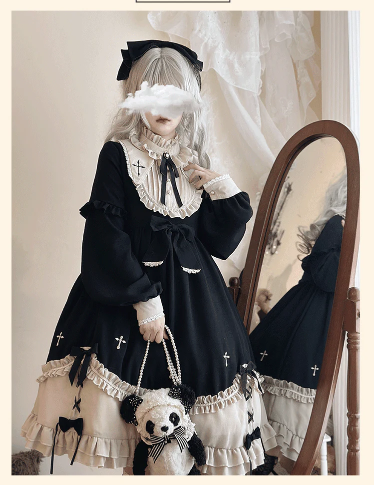 Plus Size Lolita Winter OP Dress, Long Sleeve - Image 6