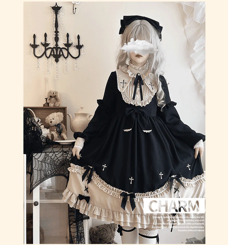 Plus Size Lolita Winter OP Dress, Long Sleeve - Image 7