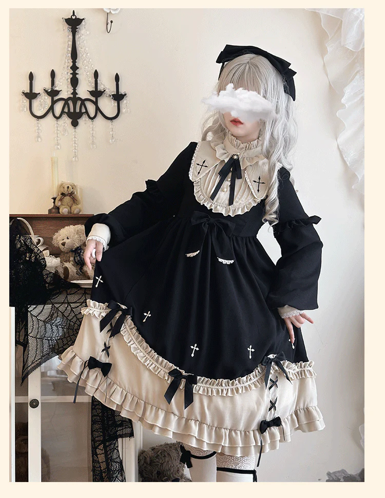 Plus Size Lolita Winter OP Dress, Long Sleeve - Image 8