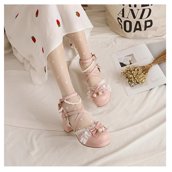 Yana - Chinese Style Yana - Plus size Qi Lolita Shoes Bow Pearl Lolita Sandal - Image 14