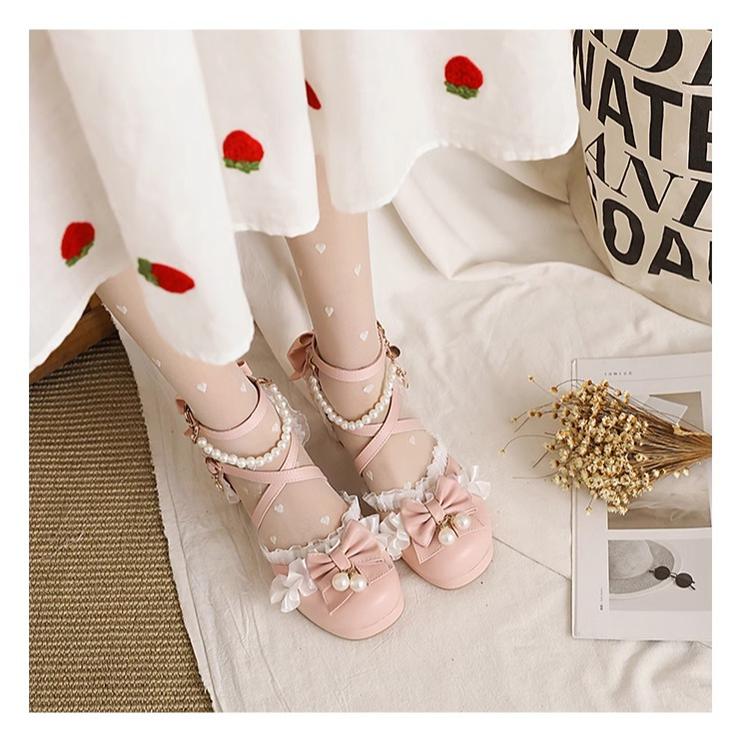 Yana - Chinese Style Yana - Plus size Qi Lolita Shoes Bow Pearl Lolita Sandal - Image 16