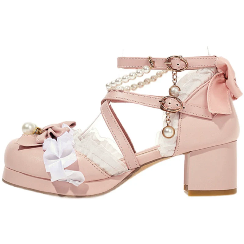 Yana - Chinese Style Yana - Plus size Qi Lolita Shoes Bow Pearl Lolita Sandal - Image 18