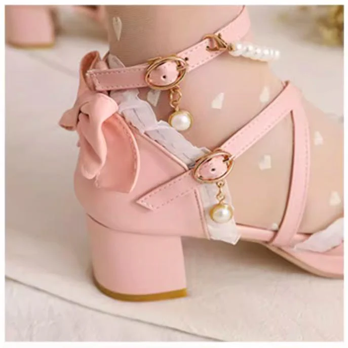 Yana - Chinese Style Yana - Plus size Qi Lolita Shoes Bow Pearl Lolita Sandal - Image 20