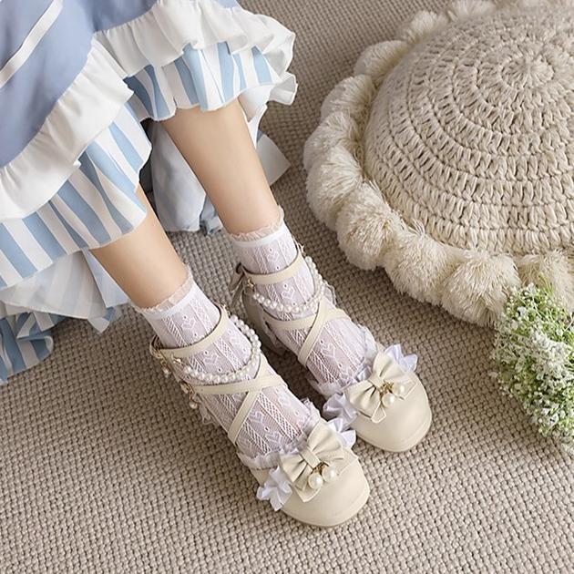 Yana - Chinese Style Yana - Plus size Qi Lolita Shoes Bow Pearl Lolita Sandal - Image 3